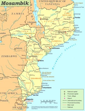Straßenkarte von Mosambik