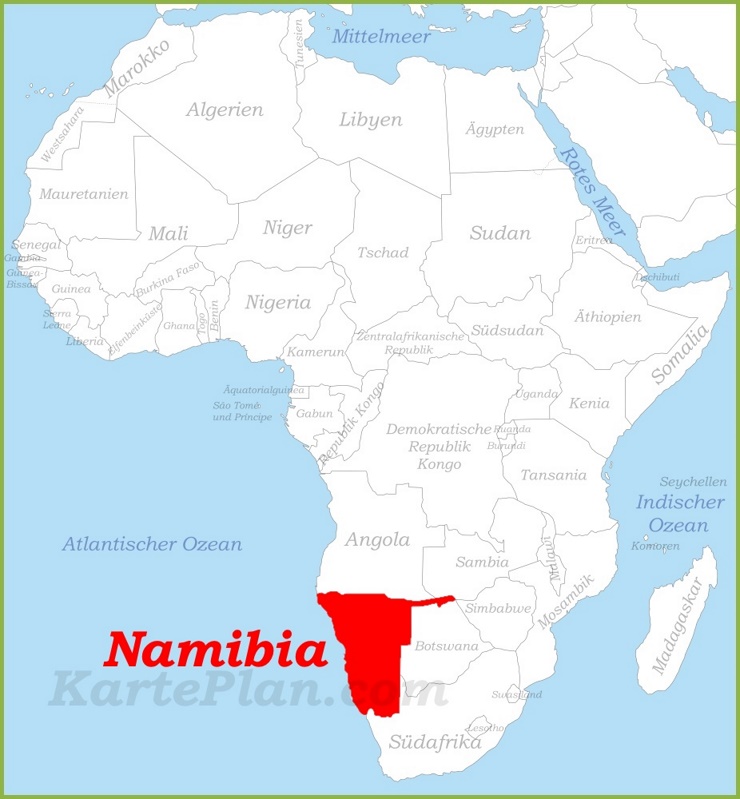 Namibia auf der karte Afrikas