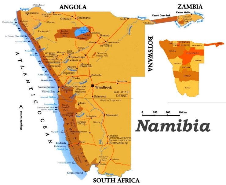 Namibia touristische karte