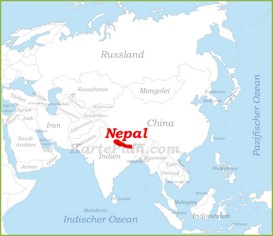 Nepal auf der karte Asiens