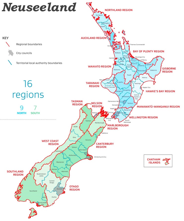 Verwaltungskarte von Neuseeland
