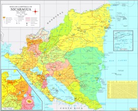 Große detaillierte karte von Nicaragua