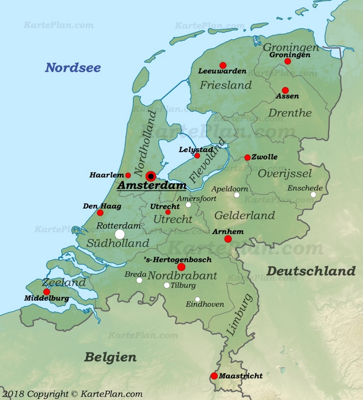 Physische landkarte von Niederlande