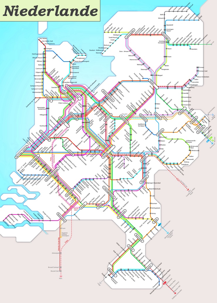 Schienennetz karte von Niederlande
