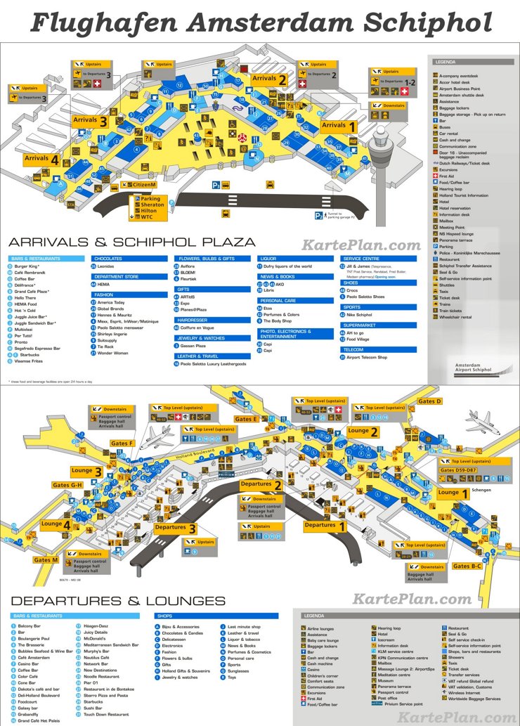 Flughafen Amsterdam Schiphol Plan