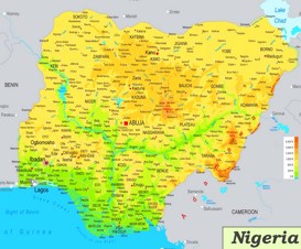 Physische landkarte von Nigeria