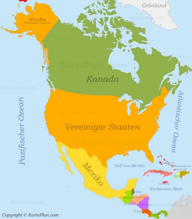 Nordamerika politische karte