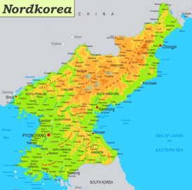 Physische landkarte von Nordkorea