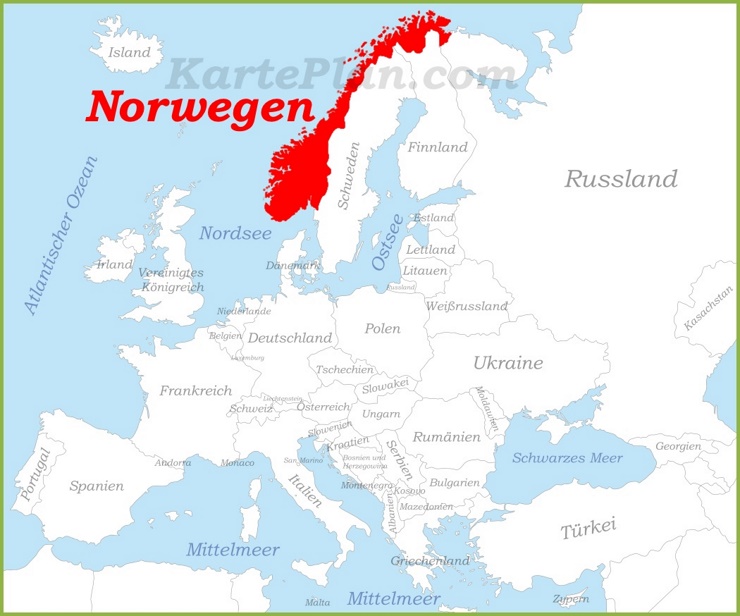 Norwegen auf der karte Europas