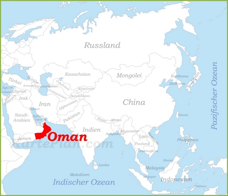 Oman auf der karte Asiens