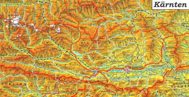 Detaillierte karte von Kärnten