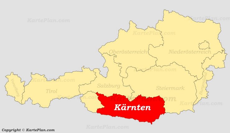 Kärnten auf der Österreich Karte