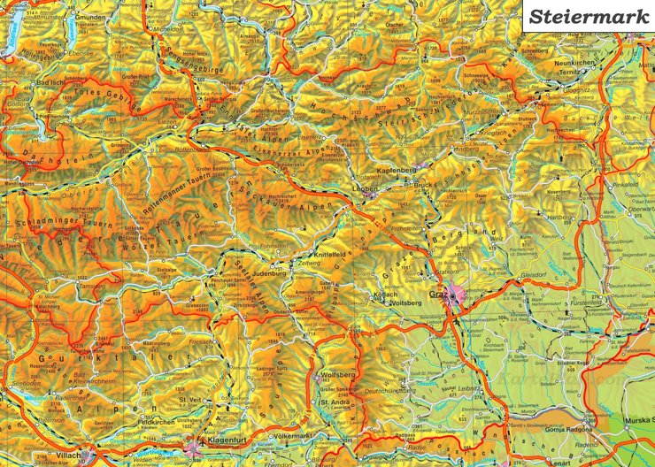 Detaillierte karte von Steiermark