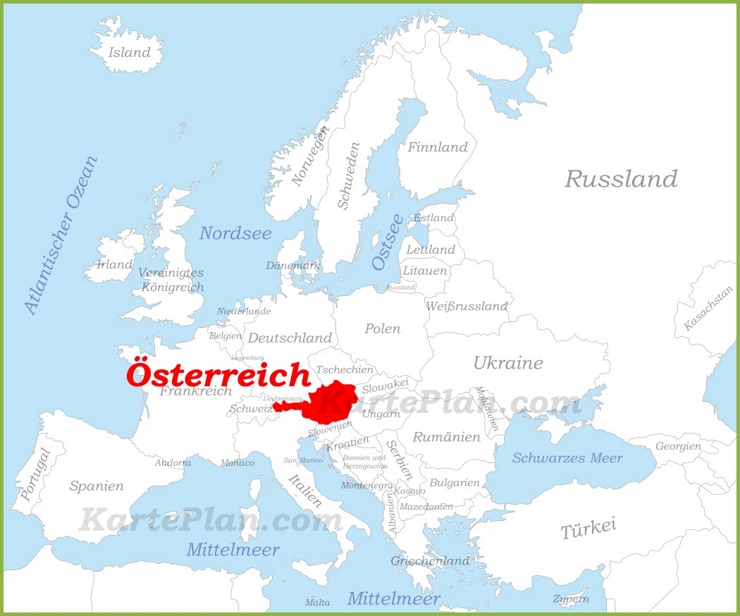 Österreich auf der karte Europas