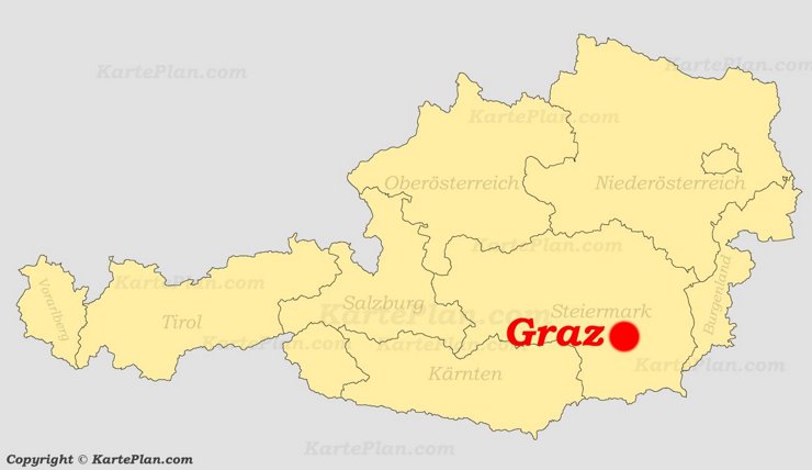 Graz auf der Österreich karte