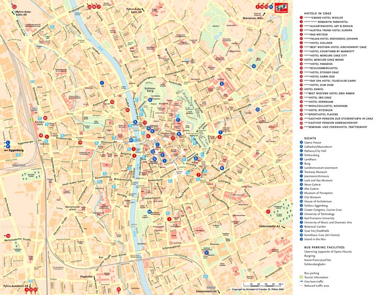 Stadtplan Graz mit sehenswürdigkeiten und hotels