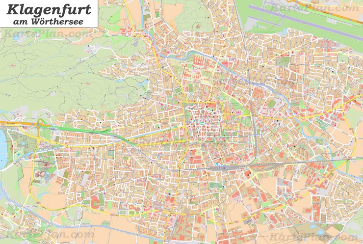 Große detaillierte stadtplan von Klagenfurt
