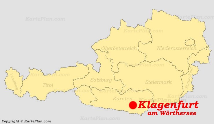 Klagenfurt auf der Österreich karte