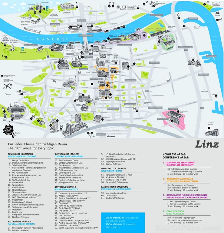 Stadtplan Linz mit sehenswürdigkeiten