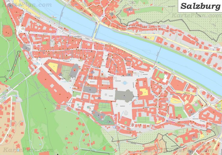Karte von Salzburgs Zentrum