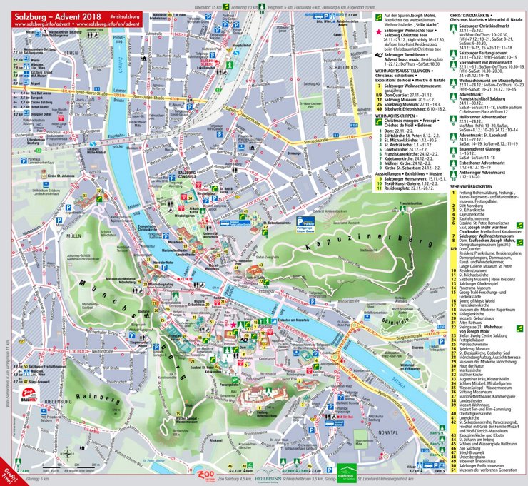 Stadtplan Salzburg mit sehenswürdigkeiten