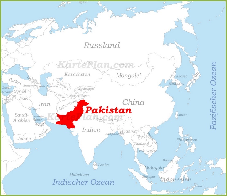 Pakistan auf der karte Asiens