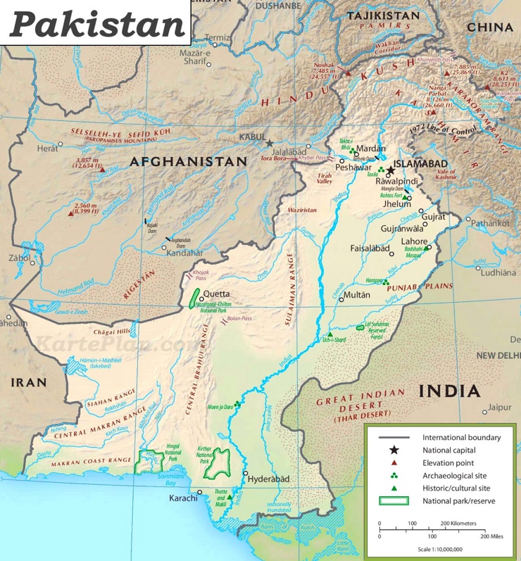 Pakistan touristische karte