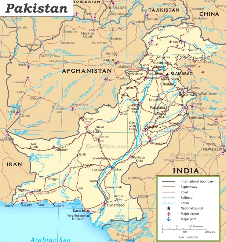 Straßenkarte von Pakistan