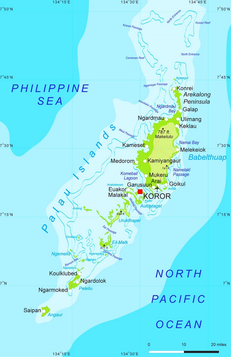 Detaillierte karte von Palau