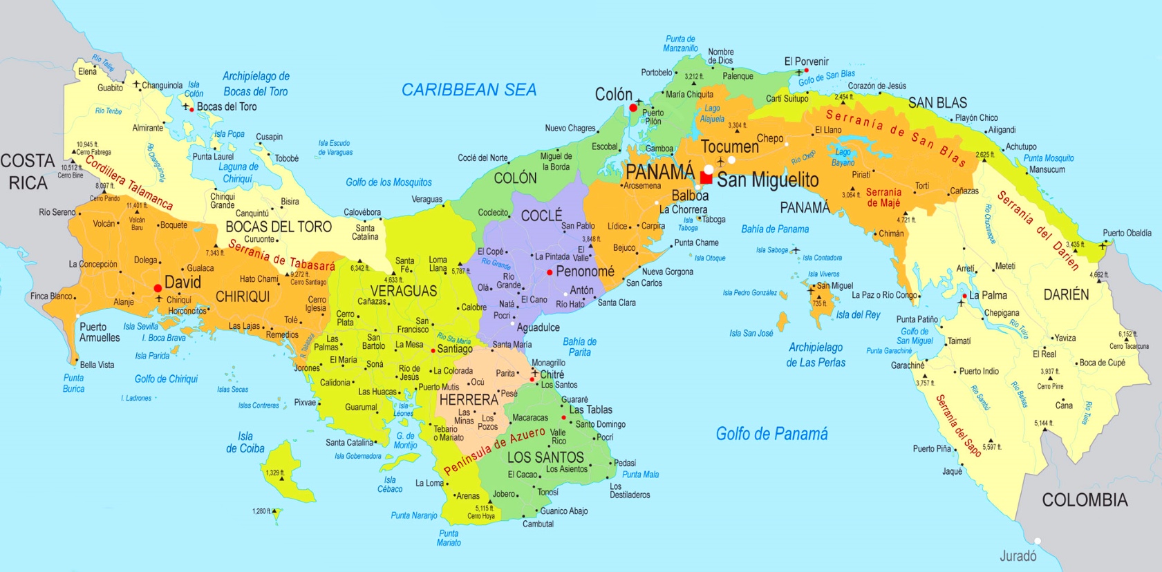 Сан Блас Панама на карте