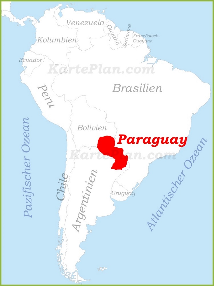 Paraguay auf der karte Südamerikas