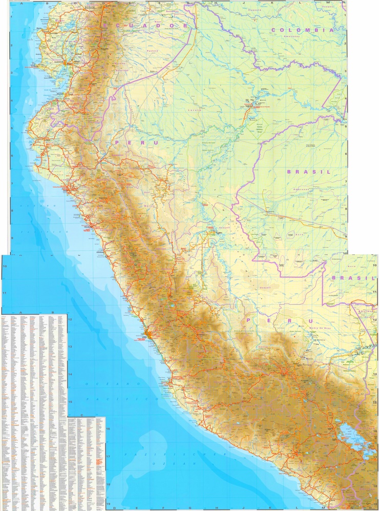Große detaillierte karte von Peru