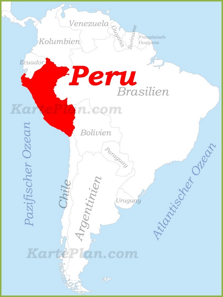 Peru auf der karte Südamerikas