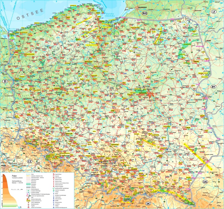 Polen touristische karte