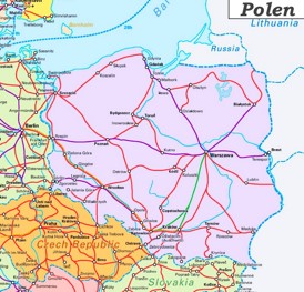 Schienennetz karte von Polen