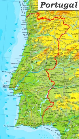 Physische landkarte von Portugal