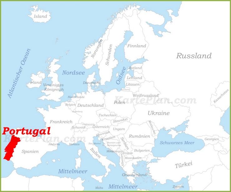 Portugal auf der karte Europas