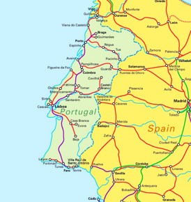 Schienennetz karte von Portugal