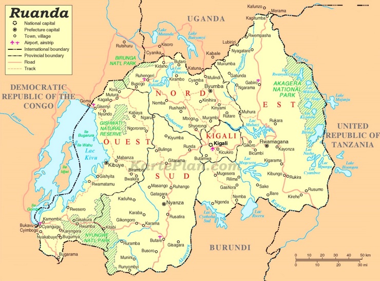 Ruanda politische karte