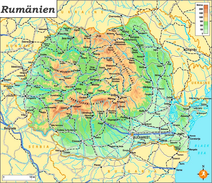 Physische landkarte von Rumänien