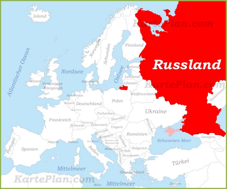 Russland auf der karte Europas