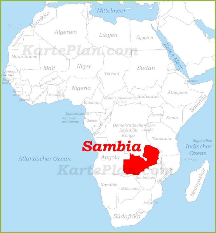 Sambia auf der karte Afrikas