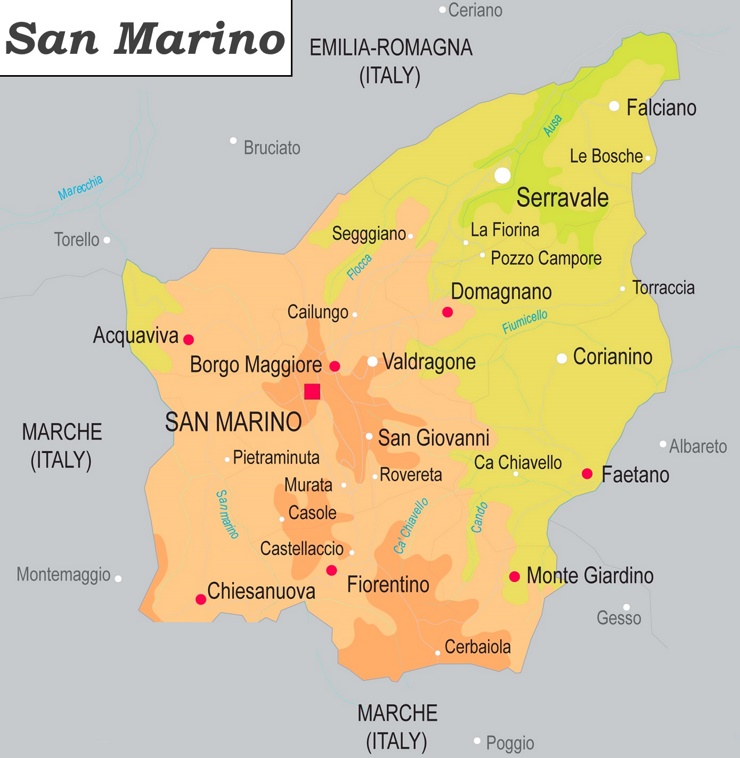 Physische landkarte von San Marino