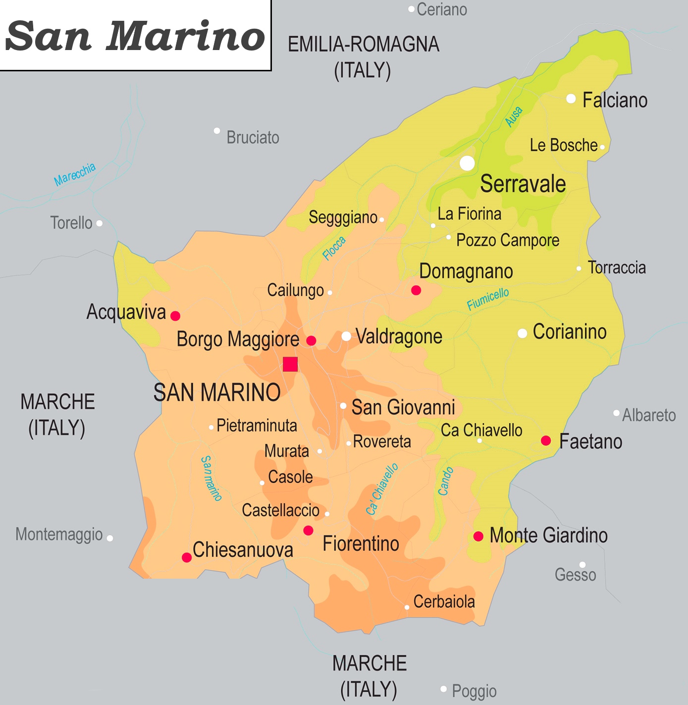San Marino Karte - Landkarten Und Stadtplane Von San Marino Weltkarte