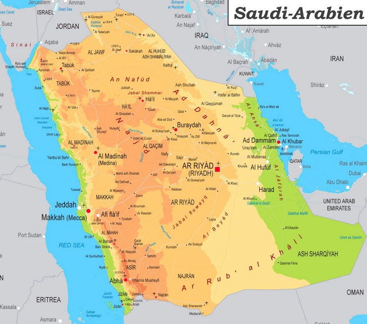Detaillierte karte von Saudi-Arabien