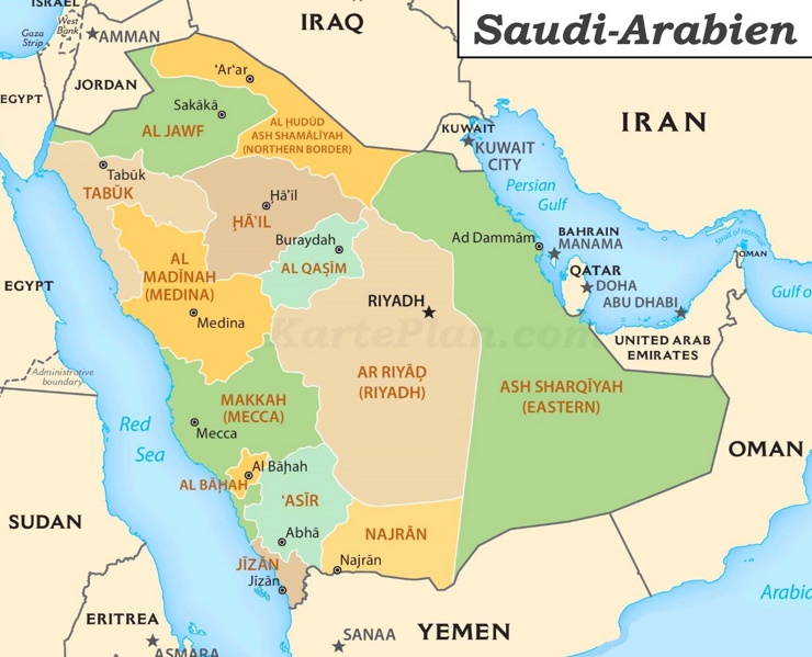 Saudi-Arabien politische karte