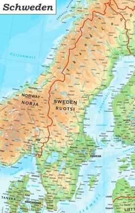 Detaillierte karte von Schweden