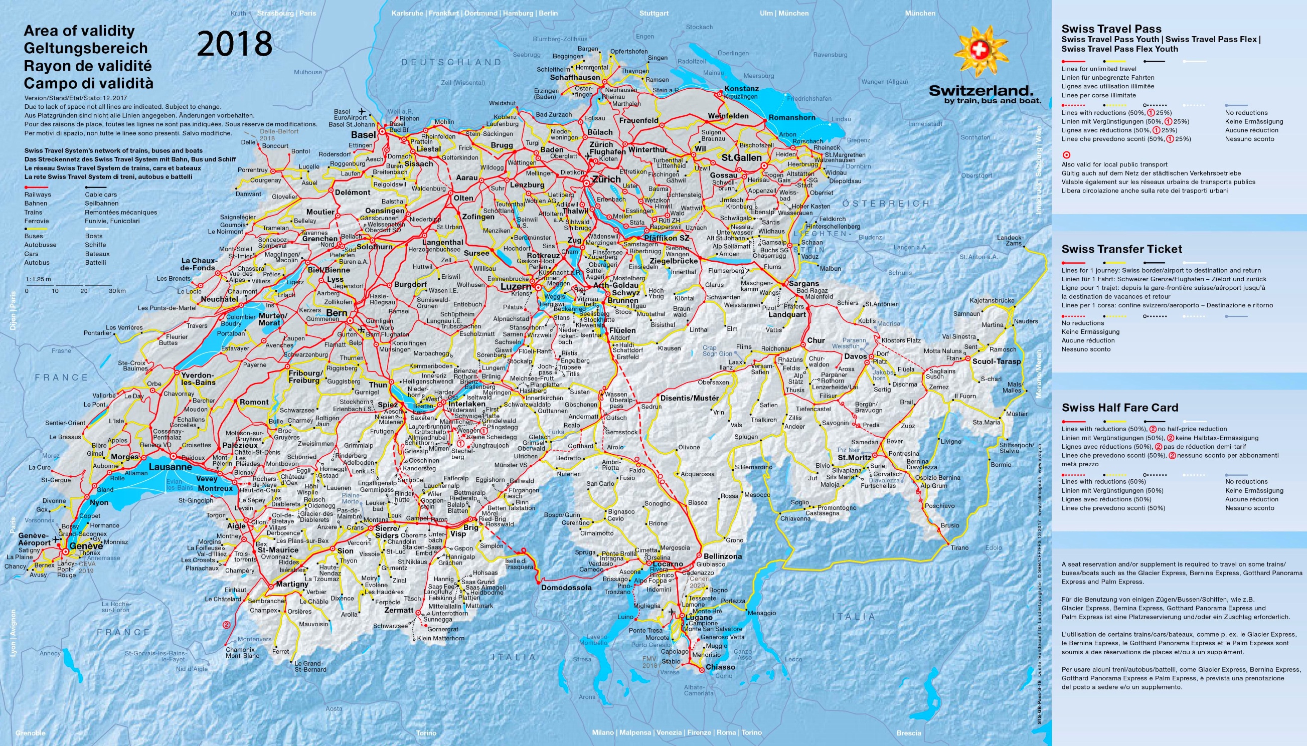 Schienennetz karte der Schweiz