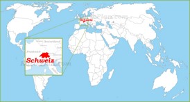Schweiz auf der Weltkarte
