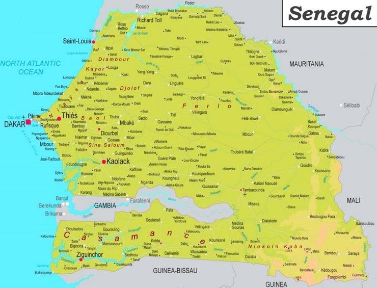 Physische landkarte von Senegal